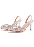 POINTED STILETTO RHINESTONE SANDALS WEDDING SHOES