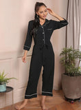 FASHION SOLID COLOR V-NECK LONG-SLEEVED ONE-PIECE SLEEPWEAR
