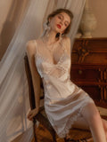 SEXY STRAP DEEP V SEXY ICE SILK NIGHTDRESS
