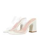 TRANSPARENT THICK-HEELED HIGH HEELS SLIPPERS