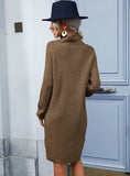 FASHION RETRO BASE TURTLENECK SWEATER DRESS