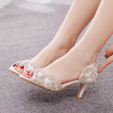 FISH-BILLED HIGH-HEELED RHINESTONE WEDDING SHOES