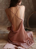 SEXY DEEP V BACKLESS SUSPENDER NIGHTDRESS SUIT
