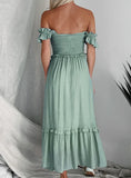SOLID COLOR BACKLESS SUSPENDER LONG DRESS
