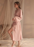 SEXY SATIN LACE LONG ROBE SEXY PAJAMAS