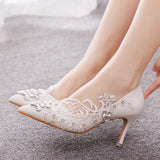 7 CM POINTED STILETTO LACE RHINESTONES WEDDING DRESS