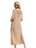 FASHION HOLES HIGH SPLIT LONG KNITTED DRESS