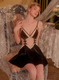SEXY VELVET LACE NIGHTDRESS WITH CHEST PAD