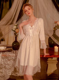 SEXY LONG-SLEEVED LACE NIGHTGOWN DRESS