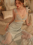 SEXY CASUAL BACKLESS SOLID COLOR SUSPENDER NIGHTDRESS