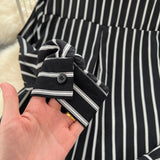 Striped Elegance Black Long Sleeve Shirt