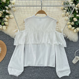 Feminine Ruffles Gingham Dress Shirt