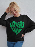STYLISH LEISURE LOVE CONTRAST LOOSE SWEATER