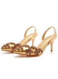 POINTED STILETTO RHINESTONE SANDALS WEDDING SHOES