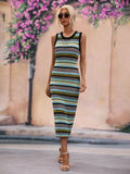 STYLISH SLIM-FIT STITCHING PULLOVER STRIPED SWEATER