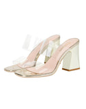 TRANSPARENT THICK-HEELED HIGH HEELS SLIPPERS