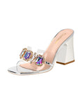 THICK-HEELED METAL DIAMOND BUCKLE SLIPPERS