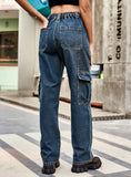 RETRO ELASTIC WAIST DENIM CASUAL PANTS
