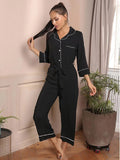 FASHION SOLID COLOR V-NECK LONG-SLEEVED ONE-PIECE SLEEPWEAR