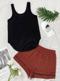 FASHION SUMMER SUSPENDER VEST SHORTS SUIT