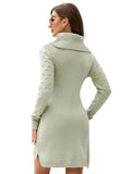 FASHION SOLID COLOR LONG TURTLE NECK SWEATER