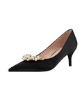 THIN HEELS POINTED PEARL RHINESTONE SHOES
