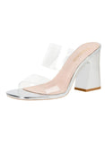 TRANSPARENT THICK-HEELED HIGH HEELS SLIPPERS