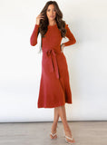 CLASSY BUBBLE LONG SLEEVE KNITTED SWING LONG DRESS