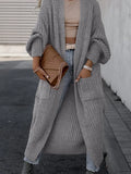 Casual Long Sleeve Open Front Pocket Cardigan