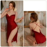 SEXY DEEP V BACKLESS SUSPENDER NIGHTDRESS SUIT