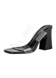TRANSPARENT THICK-HEELED HIGH HEELS SLIPPERS