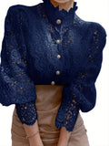 Pearl Button Closures White Lace Blouse