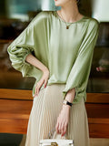 Khaki Causal Batwing Sleeve Blouse Top