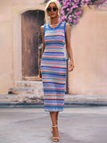 STYLISH FASHION STRAP STRIPED SWEATER DRESS