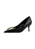 THIN HIGH HEEL POINTED RIVET COLOR MATCHING SHOES
