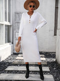 STYLISH WOMEN BUTTON LONG SWEATER DRESS