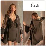 SEXY SATIN SUSPENDER NIGHTGOWN SUIT