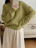Thick twist pullover loose knit sweater