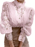 Pearl Button Closures White Lace Blouse