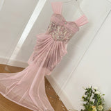 Metallic Corset Pink Strapless Dress