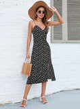 New Fashion Women Sexy Club Spaghetti Strap Sleevless Midi Print Dress