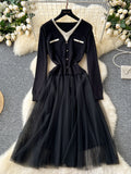 Flowing Tulle Buttoned Cardigan Skirt Dress