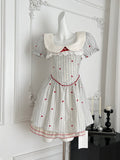 Peter Pan Collar Heart Print ShorSleeve Mini Dress