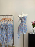 Delight Blue Floral Cascade Dress