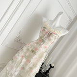 Lace Hem Floral Print Strappy Dress