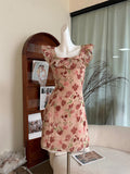 Ruffled Short Mini Floral Print Dress