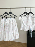 Sea Themed Prints Off Shoulder White Dress