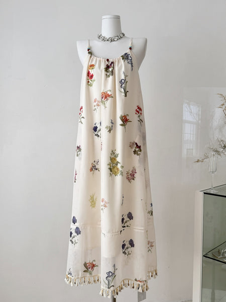 Graceful Floral Print Spaghetti Strap Maxi Dress