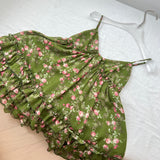 Green Floral Print Spaghetti Strap Top