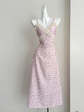 Delicate Floral Prints Light Pink Slip Dress